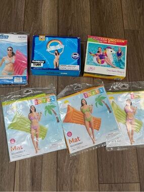 BE COOL Rainbow and Neon Inflatable Pool Floats Set